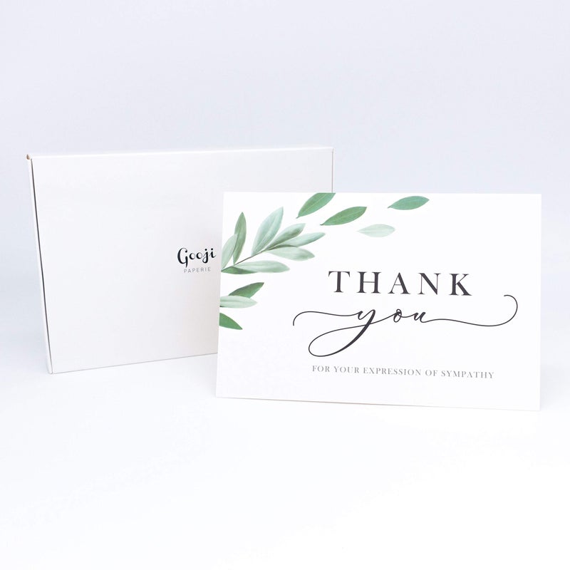 Gooji Thank You Cards for Funeral â€“ 20 pcs Sympathy Acknowledgement Cards â€“ Elegant and Classy Watercolor Design - Matching Peel-and-Seal White Envelopes Included â€“ Bulk 4 x 6-inch Thank You Notes - Image 3